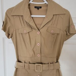 Le Chateau Tan Button-Up Dress
